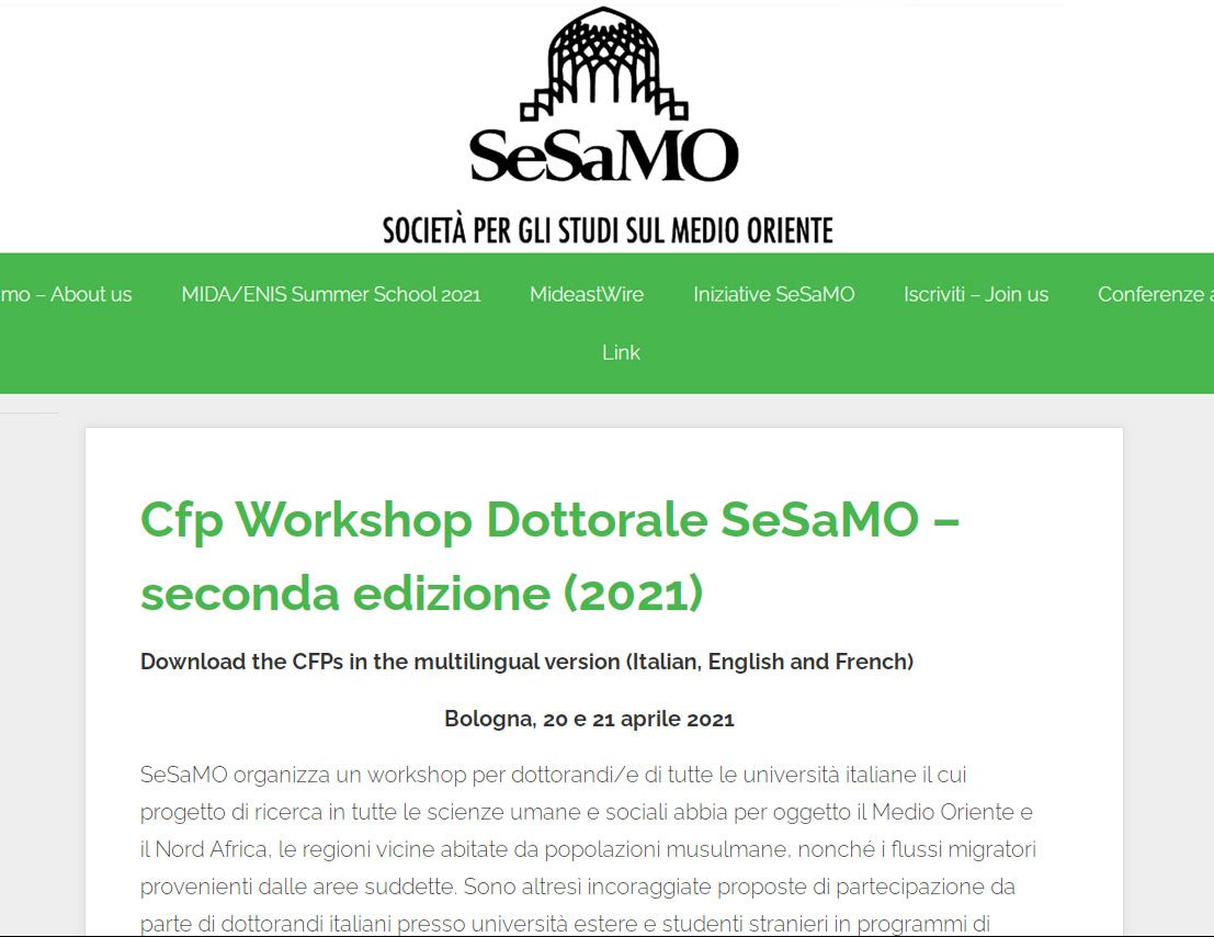 SeSaMO On-line Doctoral Workshop 2021