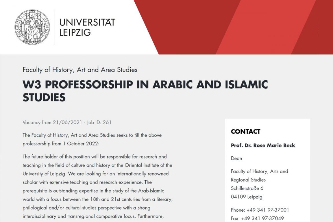 Professorship in Arabic and Islamic Studies (W3)