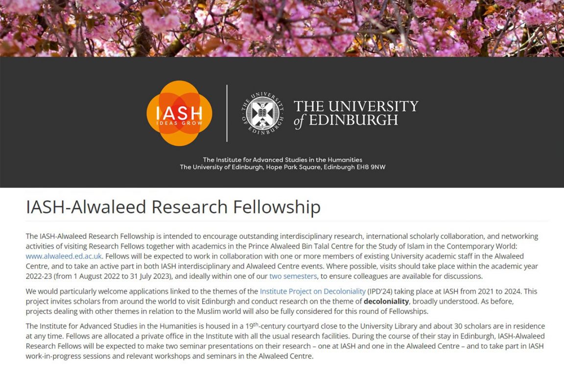 IASH-Alwaleed Research Fellowship
