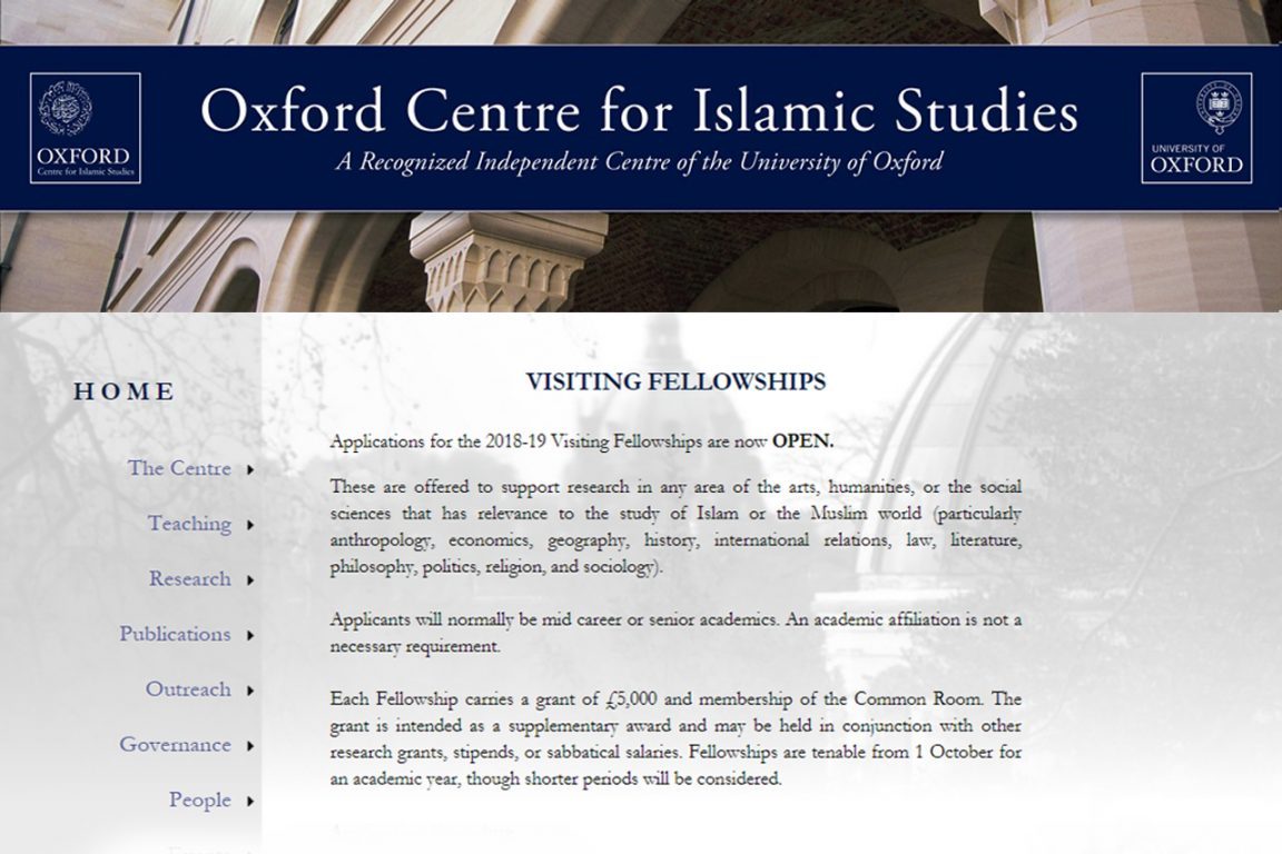 Oxford-Centre-for-Islamic-Studies-Visiting-Fellowships-2018