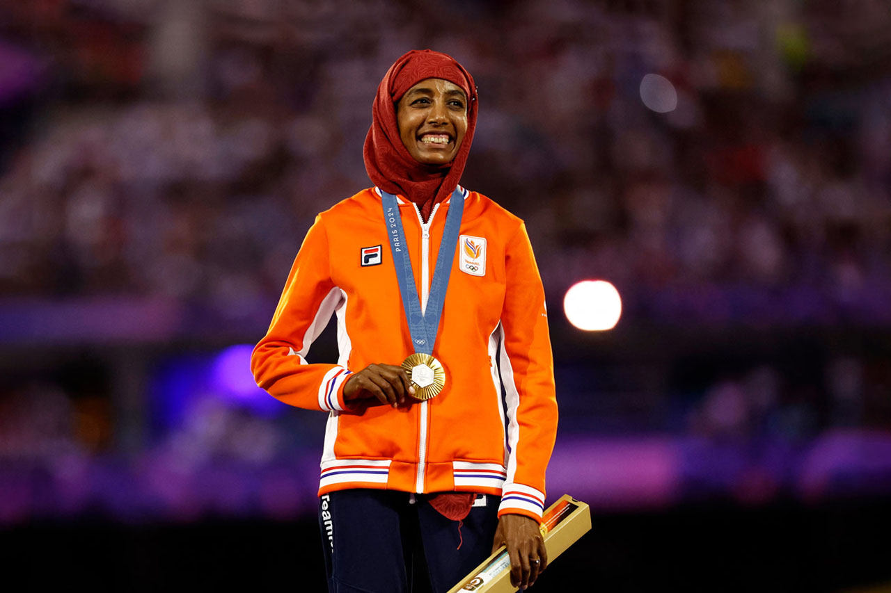 Dutch Olympian wins kudos for donning hijab to collect gold medal