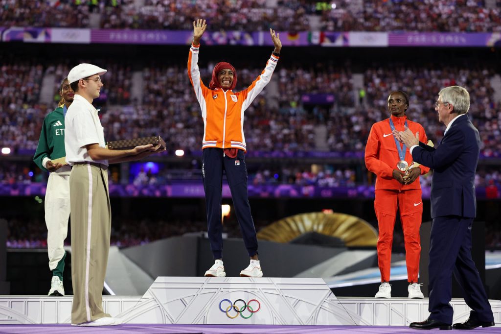 Dutch Olympian wins kudos for donning hijab to collect gold medal